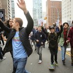 Students from Bard High School Early College, Stuyvesant, New York Harbor School, and others took part in the march.<br>
